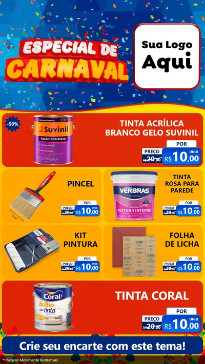 Modelo de TV para TV Vertical com o tema Especial de Carnaval para Tintas e Ferramentas