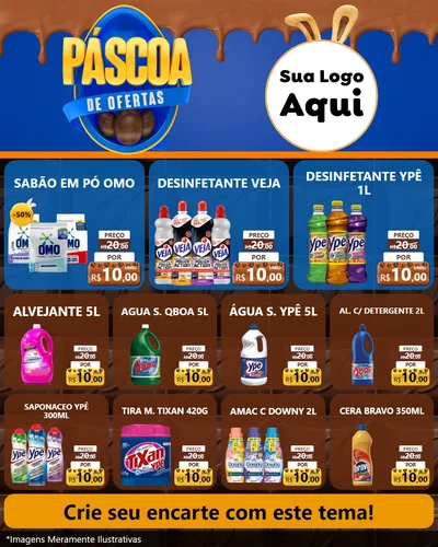 Modelo de Rede Social para Feed Instagram com o tema Páscoa de Ofertas para Produtos de Limpeza