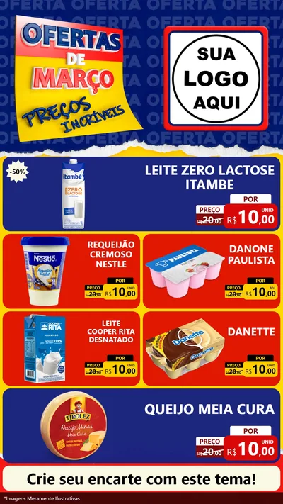 Modelo de TV para TV Vertical com o tema Ofertas de Março - Preços Incríveis para Frios e Laticínios