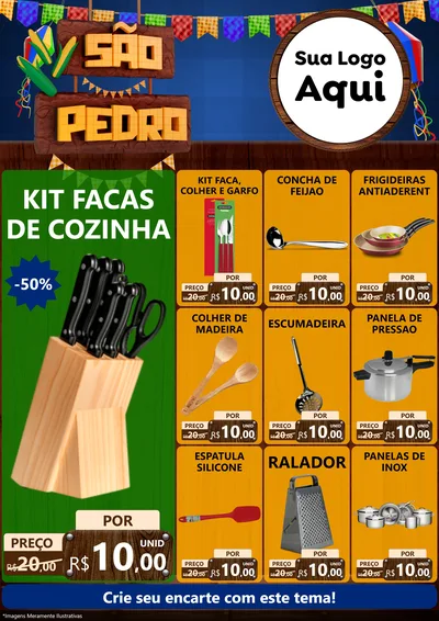 Modelo de Encarte para Encarte A4 Vertical com o tema São Pedro para Utilidades Domésticas