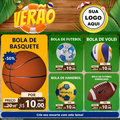 Modelo de Rede Social para Feed Facebook com o tema Verão para Artigos Esportivos