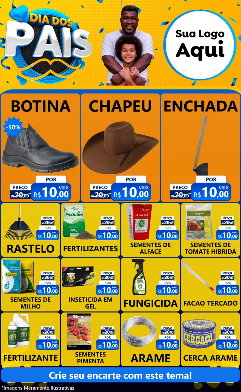 Modelo de Encarte para Encarte Grande com o tema Dia dos Pais para Agropecuária