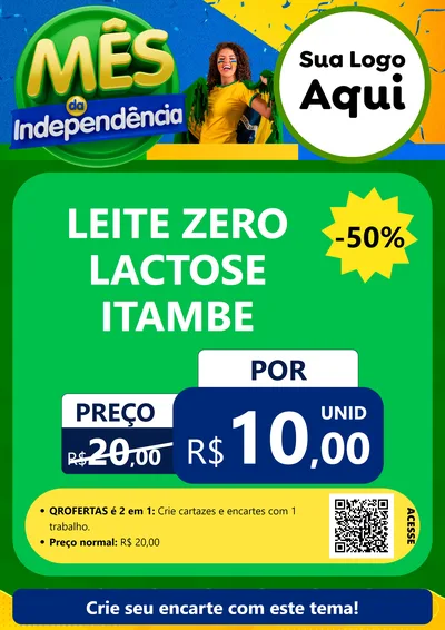 Modelo de Cartaz para Cartaz A4 Vertical com o tema Mês da Independência para Frios e Laticínios