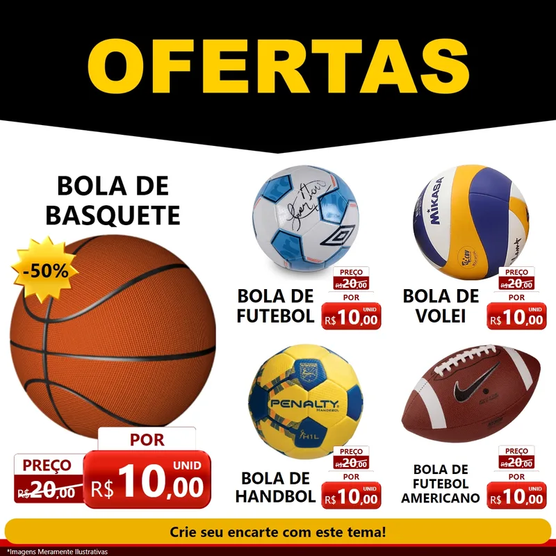 Modelo de Rede Social para Feed Facebook com o tema Ofertas Preto e Vermelho Cartaz para Artigos Esportivos