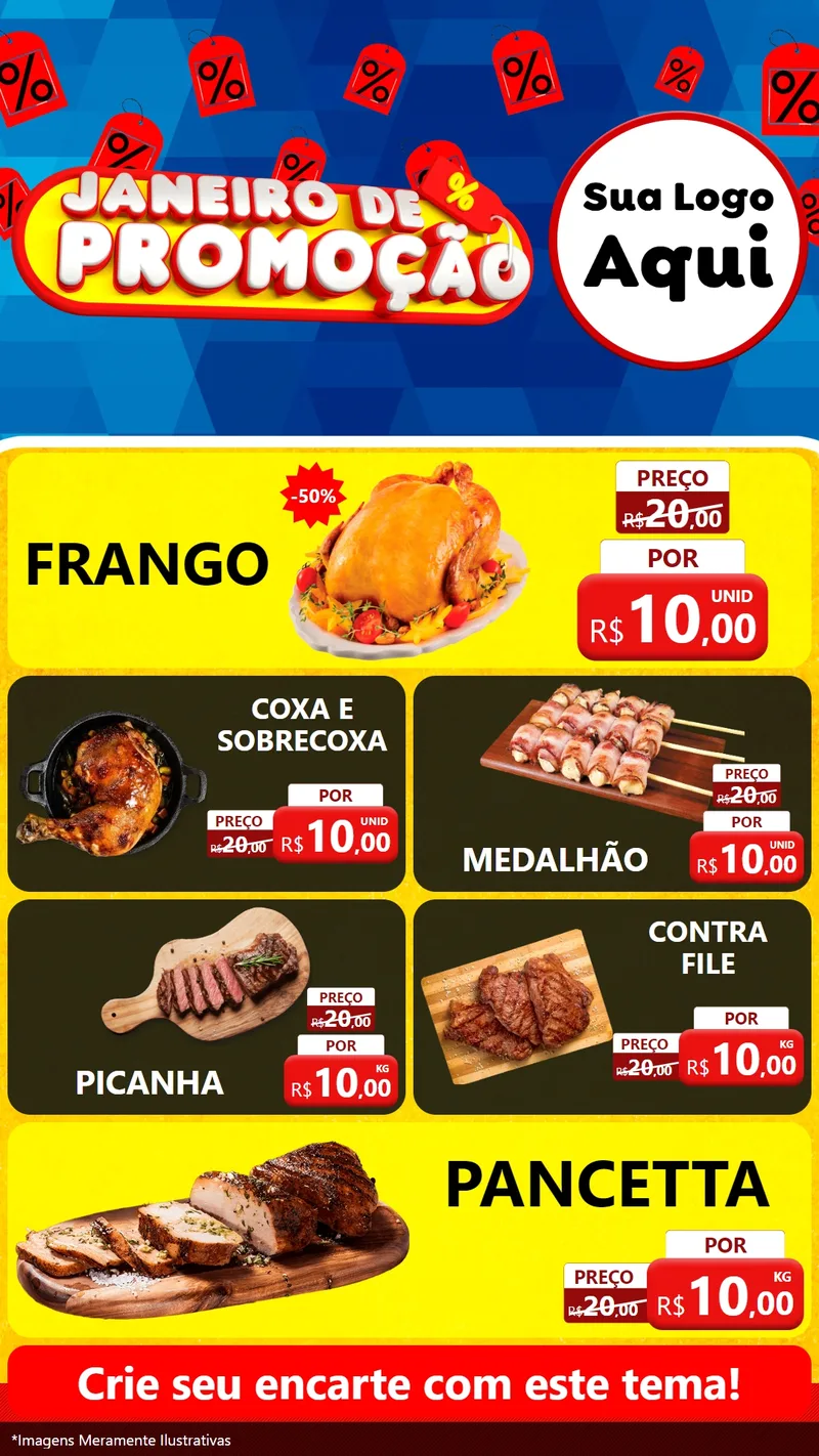 Modelo de TV para TV Vertical com o tema Janeiro de Promoção para Assados