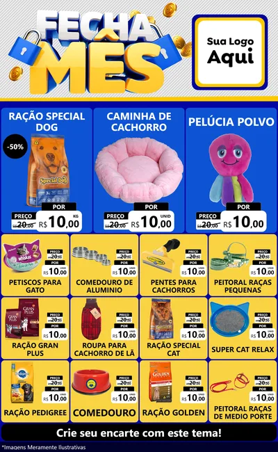 Modelo de Encarte para Encarte Grande com o tema Fecha Mês para Pet Shop