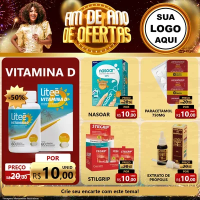 Modelo de Rede Social para Feed Facebook com o tema Fim de Ano de Ofertas para Farmácia
