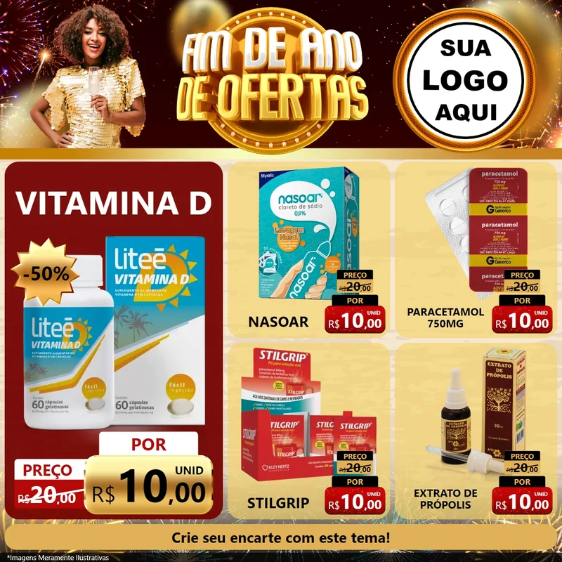Modelo de Rede Social para Feed Facebook com o tema Fim de Ano de Ofertas para Farmácia