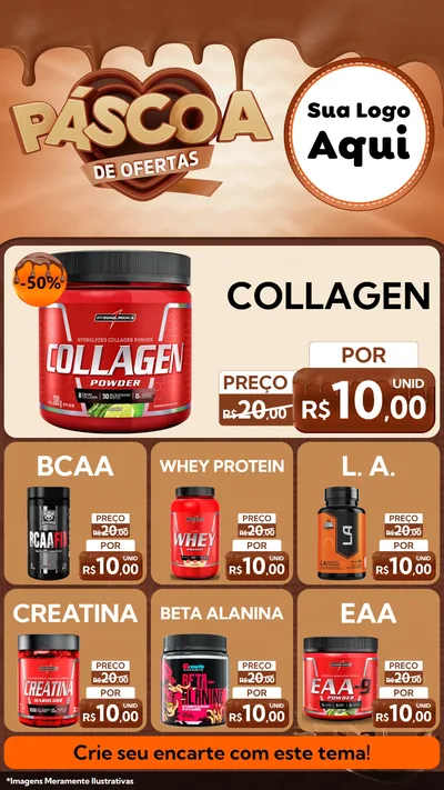 Modelo de Rede Social para Stories com o tema Páscoa de Ofertas para Suplementos alimentares