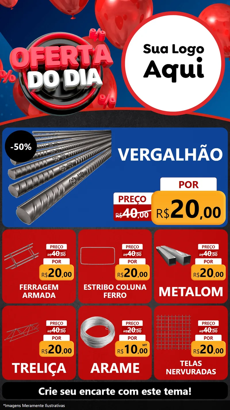 Modelo de Rede Social para Stories com o tema Oferta do Dia para Ferragens