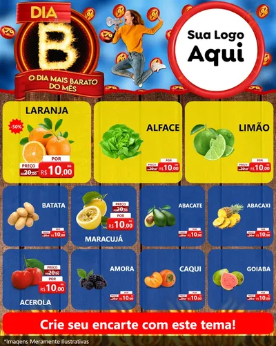 Modelo de Rede Social para Feed Instagram com o tema Dia B - O Dia Mais Barato Do Mês para Hortifrúti