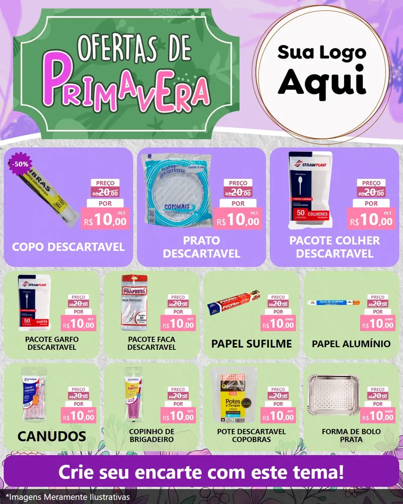 Modelo de Rede Social para Feed Instagram com o tema Ofertas de Primavera para Embalagens