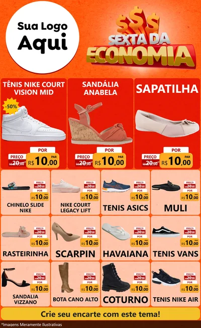 Modelo de Encarte para Encarte Grande com o tema Sexta da Economia para Calçados