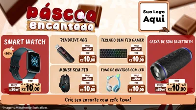 Modelo de TV para TV Horizontal com o tema Páscoa Encantada para Informática