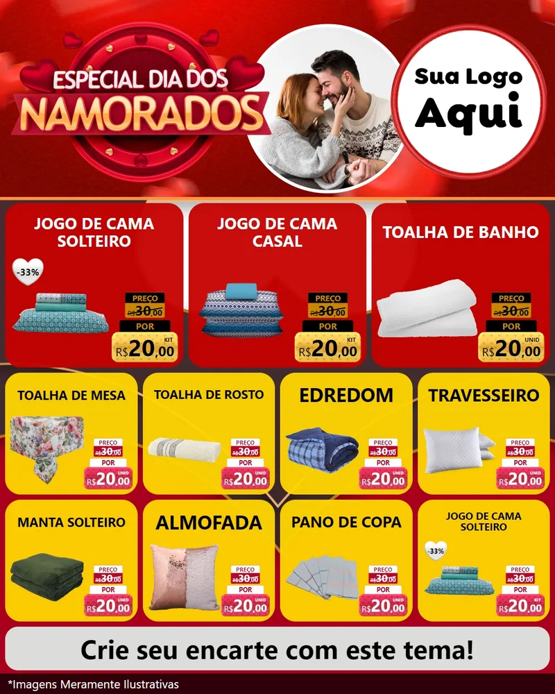 Modelo de Rede Social para Feed Instagram com o tema Especial Dia Dos Namorados para Cama, Mesa e Banho