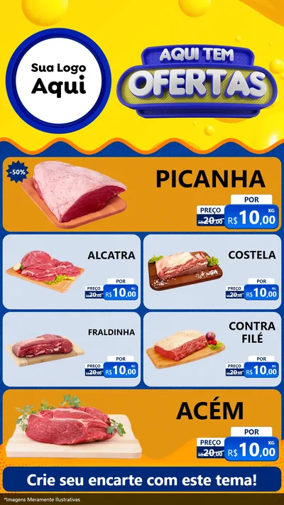 Modelo de TV para TV Vertical com o tema Aqui Tem Ofertas para Açougue
