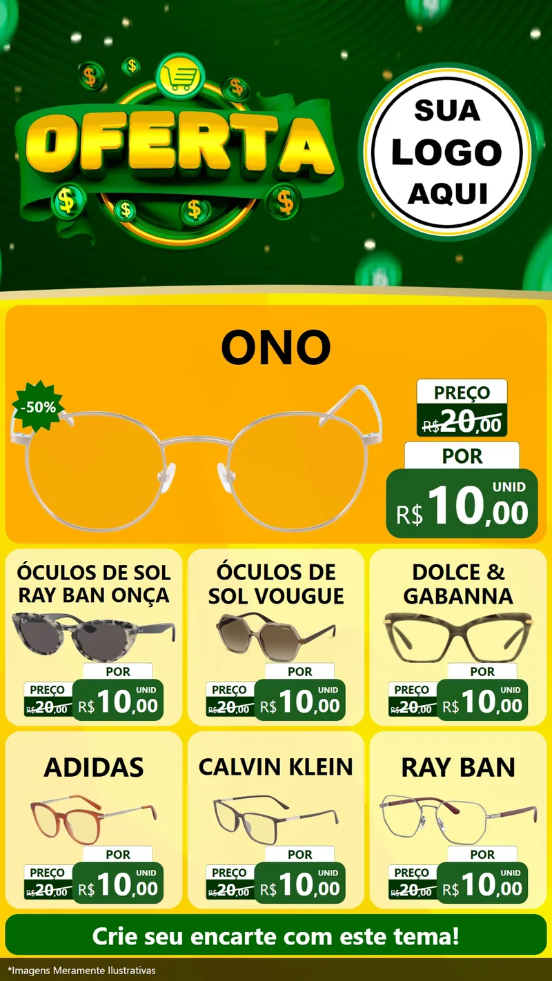 Modelo de Rede Social para Stories com o tema Oferta para Óticas