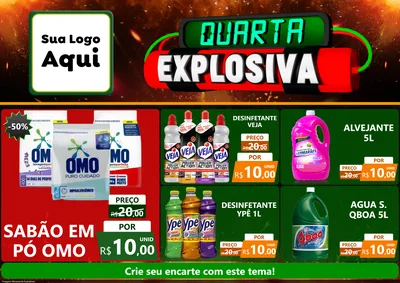 Modelo de Encarte para Encarte A4 Horizontal com o tema Quarta Explosiva para Produtos de Limpeza