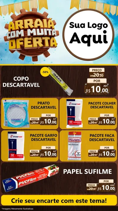 Modelo de TV para TV Vertical com o tema Ofertas de São João - Junina para Embalagens