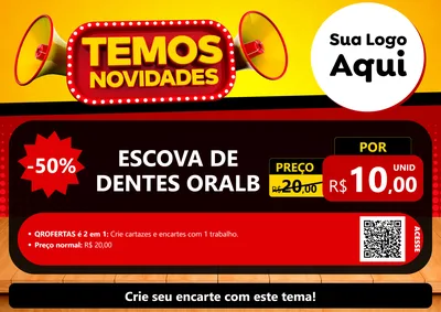 Modelo de Cartaz para Cartaz A4 Horizontal com o tema Temos Novidades para Higiene Pessoal