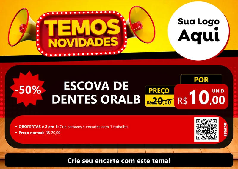 Modelo de Cartaz para Cartaz A4 Horizontal com o tema Temos Novidades para Higiene Pessoal