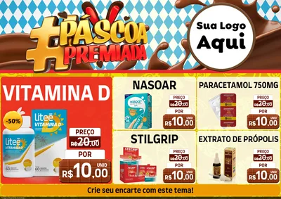 Modelo de Encarte para Encarte A4 Horizontal com o tema Páscoa Premiada para Farmácia