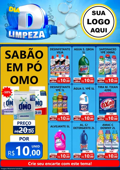Modelo de Encarte para Encarte A4 Vertical com o tema Dia D Limpeza para Produtos de Limpeza