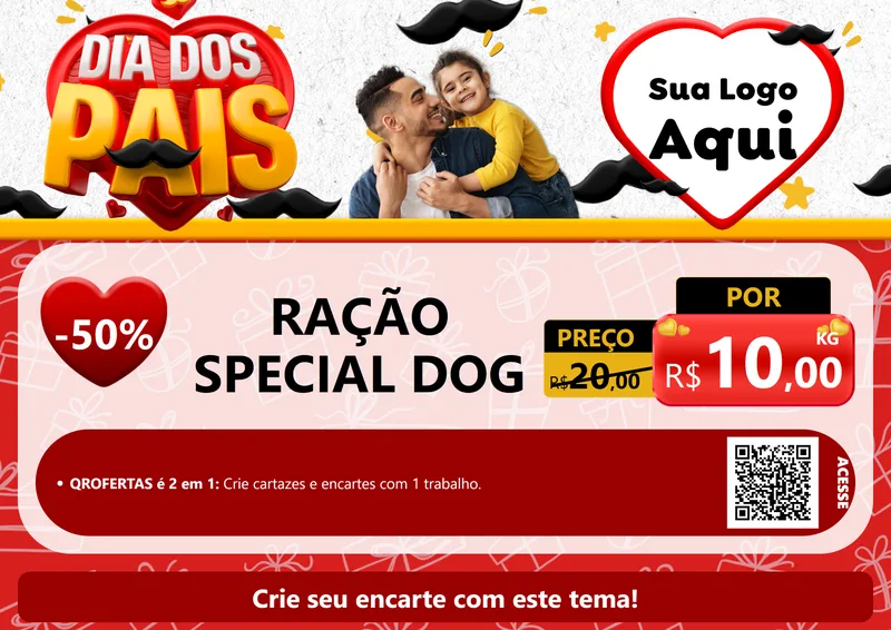 Modelo de Cartaz para Cartaz A4 Horizontal com o tema Dia dos Pais para Pet Shop