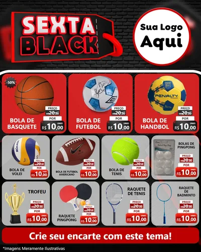Modelo de Rede Social para Feed Instagram com o tema Sexta Black para Artigos Esportivos