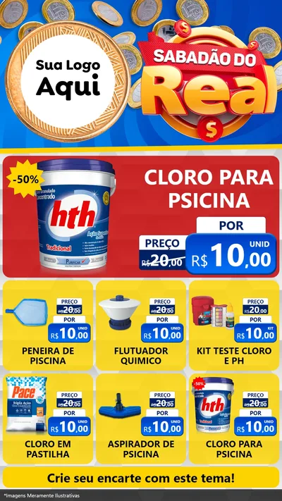 Modelo de Rede Social para Stories com o tema Sabadão do Real para Produtos para Piscina