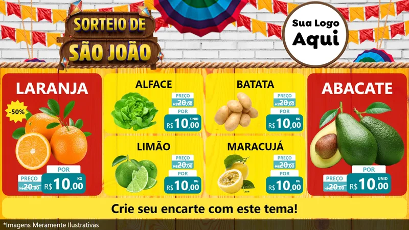 Modelo de TV para TV Horizontal com o tema Sorteio de São João para Hortifrúti