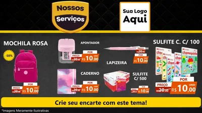 Modelo de TV para TV Horizontal com o tema Nossos Serviços para Papelaria