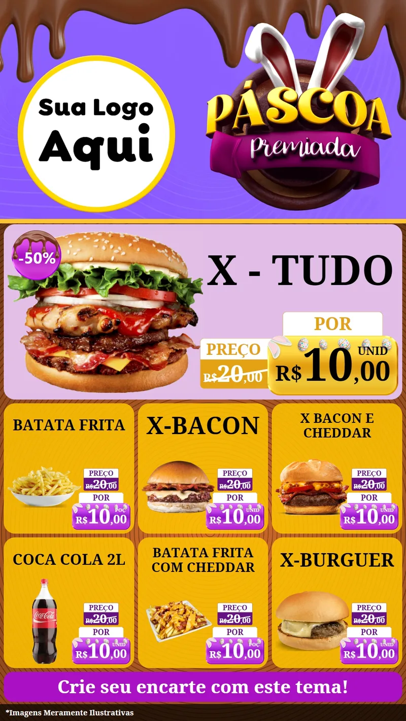 Modelo de Rede Social para Stories com o tema Páscoa Premiada para Hamburgueria