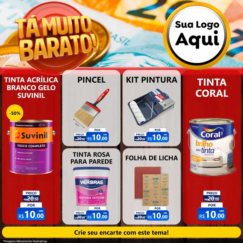 Modelo de Rede Social para Feed Facebook com o tema Está Muito Barato para Tintas e Ferramentas