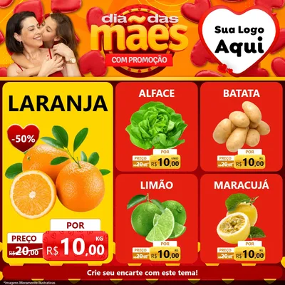 Modelo de Rede Social para Feed Facebook com o tema Dia das Mães com Promoção para Hortifrúti