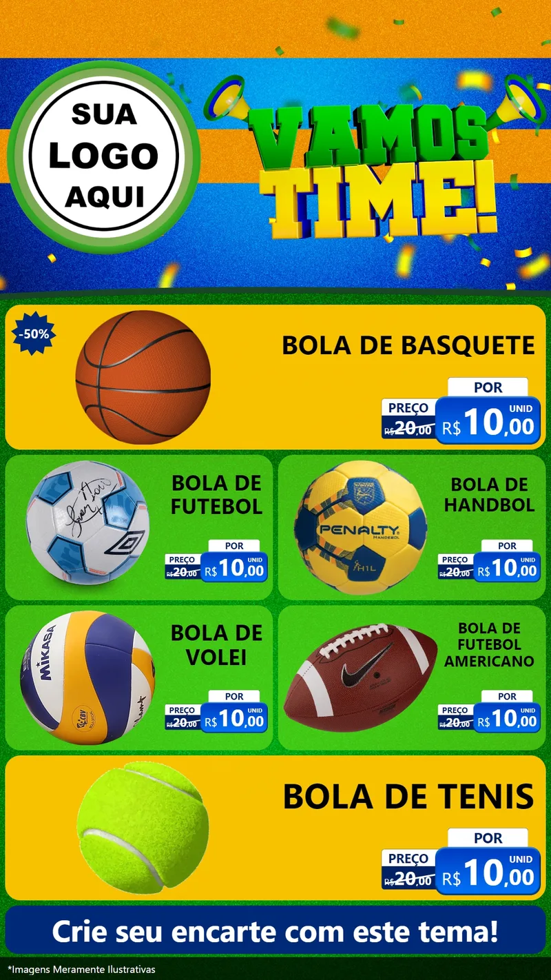 Modelo de TV para TV Vertical com o tema Vamos Time! para Artigos Esportivos