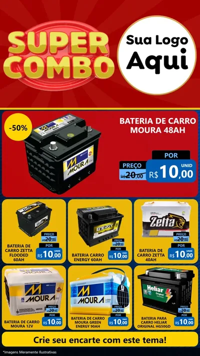 Modelo de Rede Social para Stories com o tema Super Combo para Baterias Elétricas