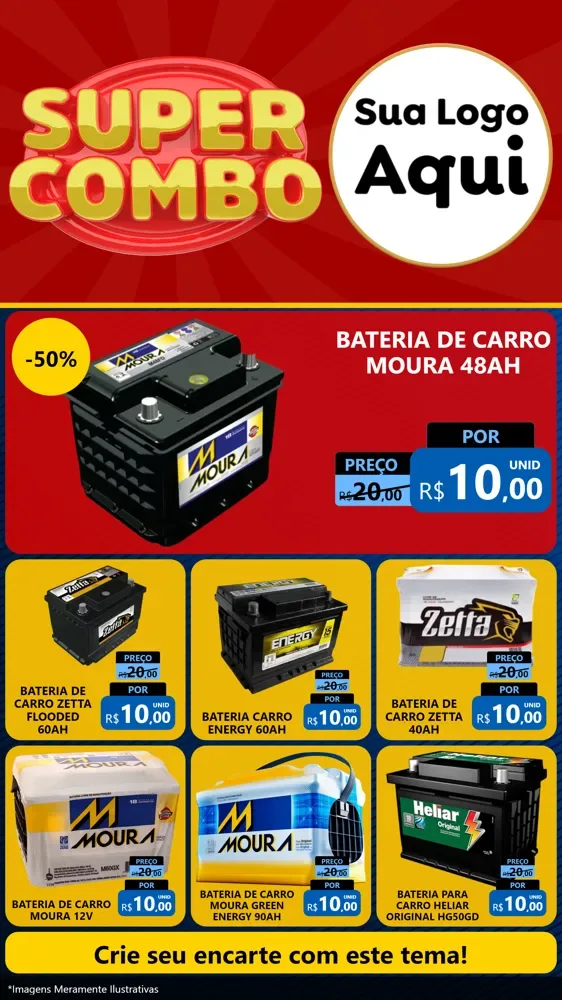 Modelo de Rede Social para Stories com o tema Super Combo para Baterias Elétricas