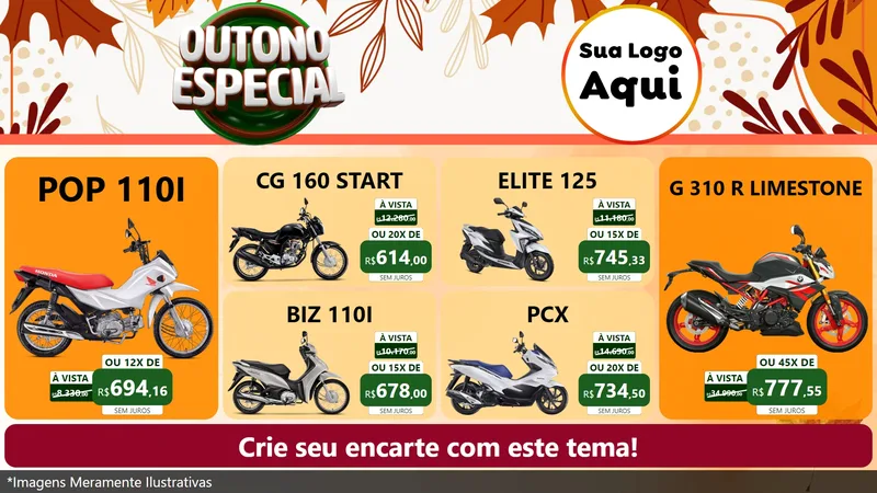 Modelo de TV para TV Horizontal com o tema Outono Especial para Concessionaria de Motos
