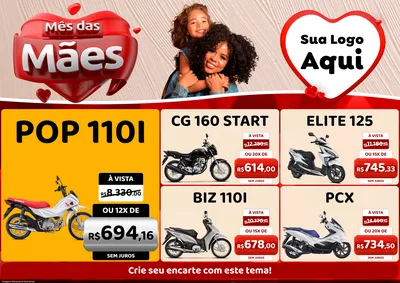 Modelo de Encarte para Encarte A4 Horizontal com o tema Mês das Mães para Concessionaria de Motos