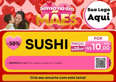 Modelo de Cartaz para Cartaz A4 Horizontal com o tema Semana Das Mães para Comida japonesa