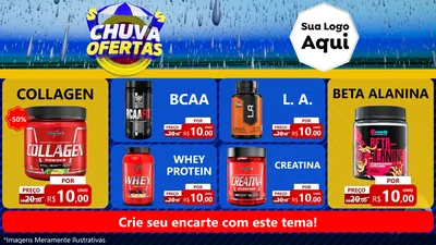 Modelo de TV para TV Horizontal com o tema Chuva de Ofertas para Suplementos alimentares