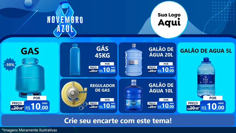 Modelo de TV para TV Horizontal com o tema Novembro Azul para Água e gás