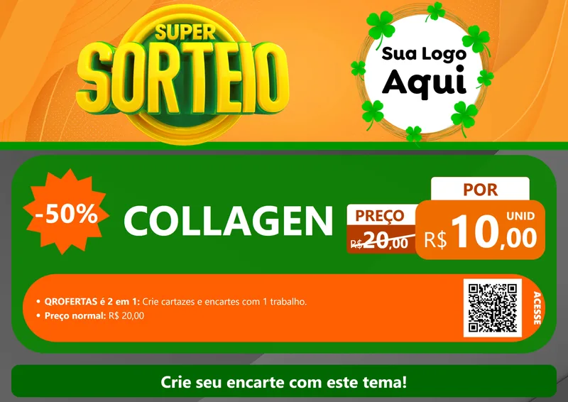 Modelo de Cartaz para Cartaz A4 Horizontal com o tema Super Sorteio para Suplementos alimentares