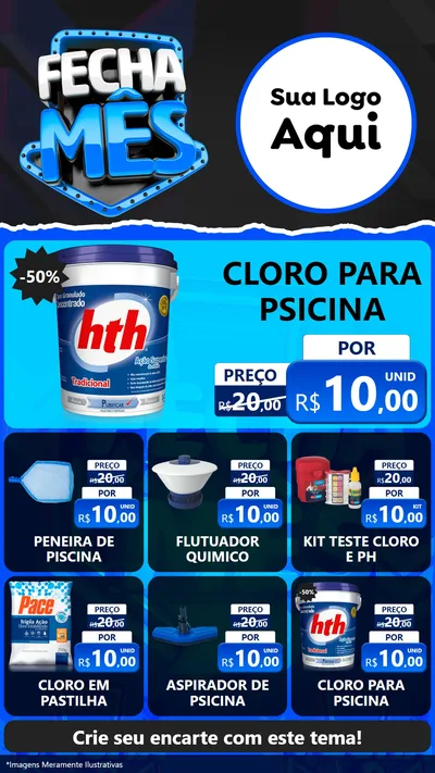 Modelo de Rede Social para Stories com o tema Fecha Mês para Produtos para Piscina