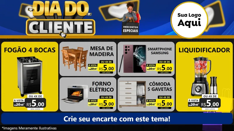 Modelo de TV para TV Horizontal com o tema Dia Do Cliente para Móveis e Eletro