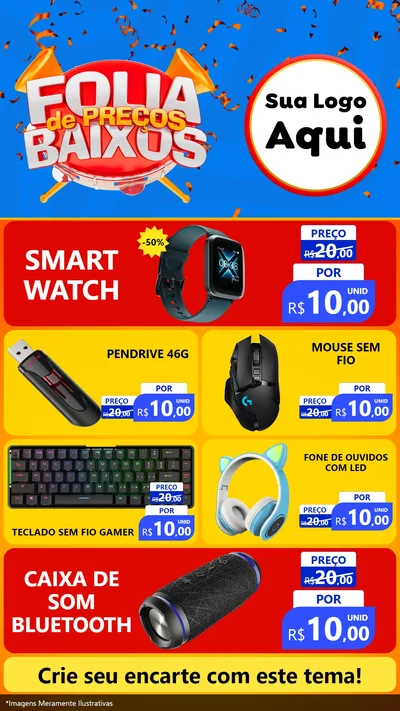 Modelo de TV para TV Vertical com o tema Folia de Preços Baixos para Informática