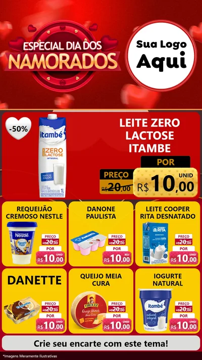 Modelo de Rede Social para Stories com o tema Especial Dia Dos Namorados para Frios e Laticínios