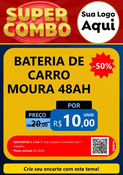 Modelo de Cartaz para Cartaz A4 Vertical com o tema Super Combo para Baterias Elétricas