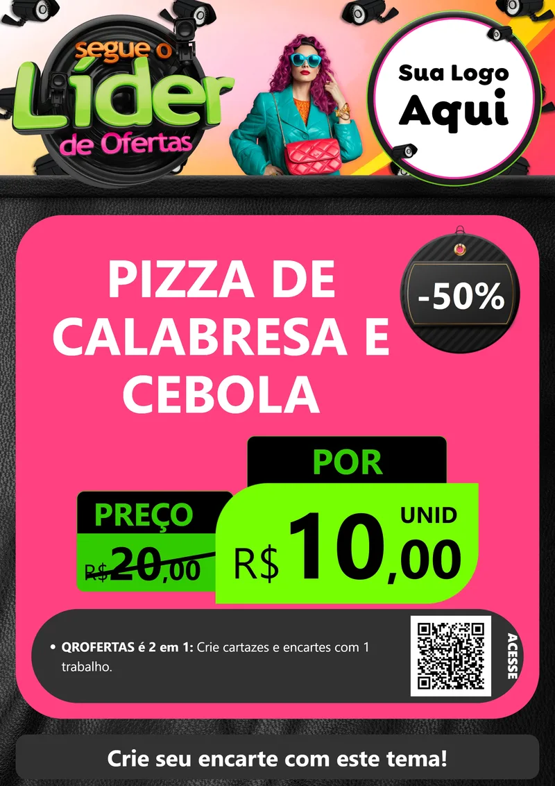 Modelo de Cartaz para Cartaz A4 Vertical com o tema Segue o Líder de Ofertas para Pizzaria